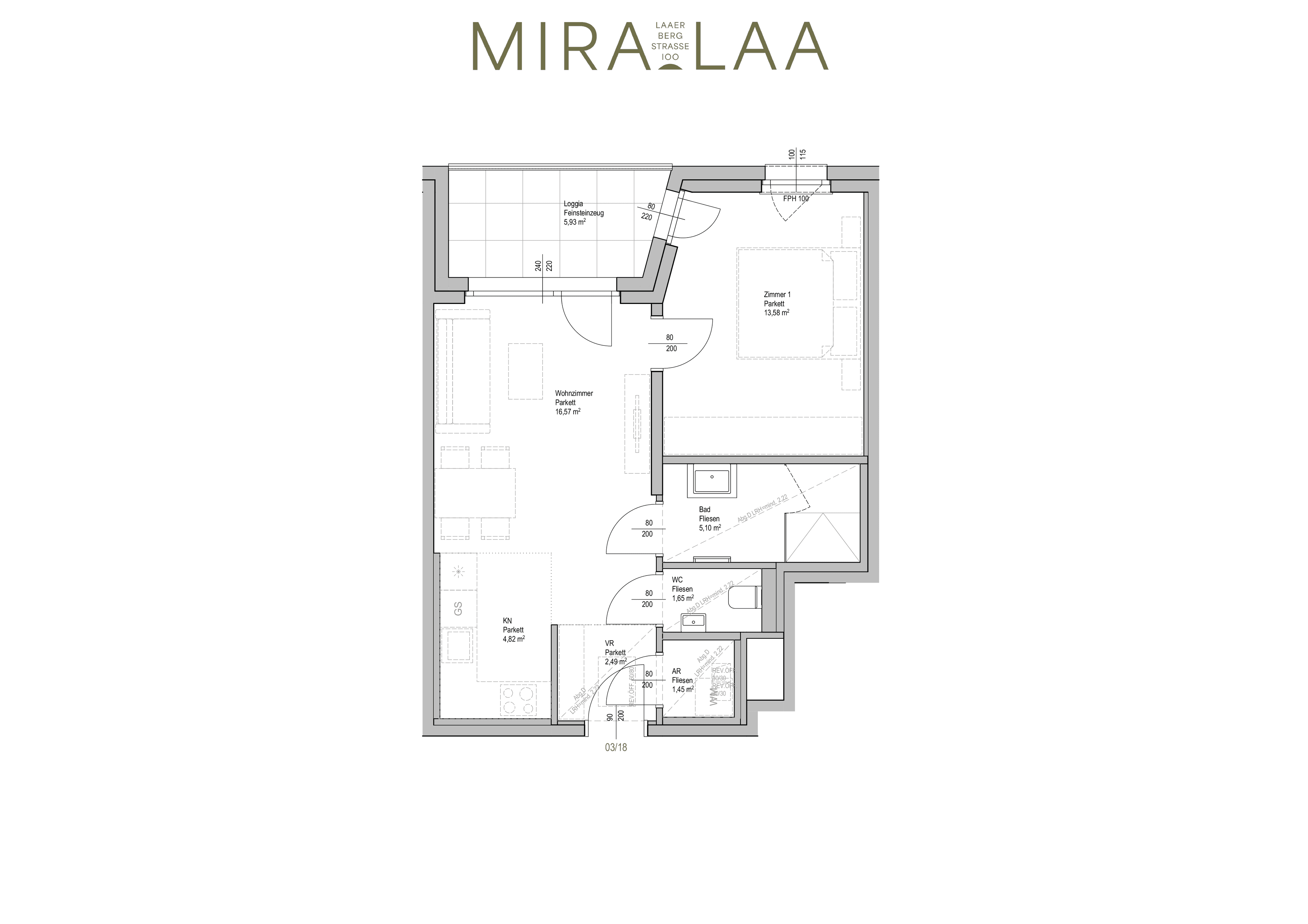 Floorplan Top 3.18 — Mira Laa — 2 Rooms — 45.7 m²