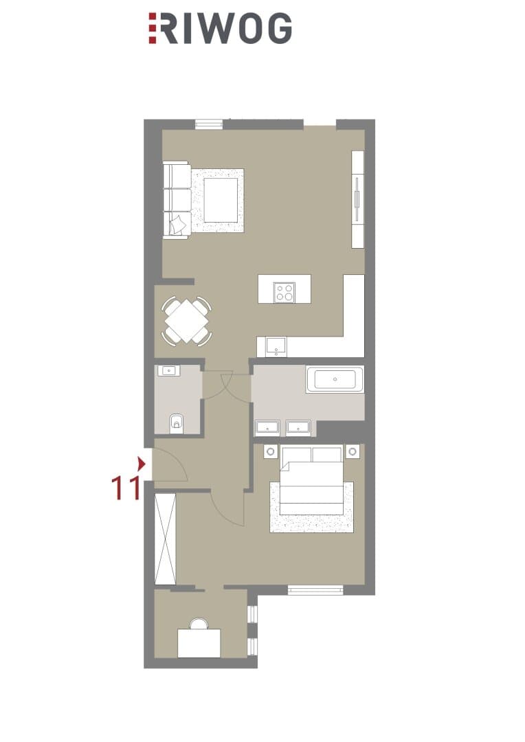 Grundriss Top 11 — Mohsgasse 9 — 2 Zimmer — 64 m² — 2nd floor