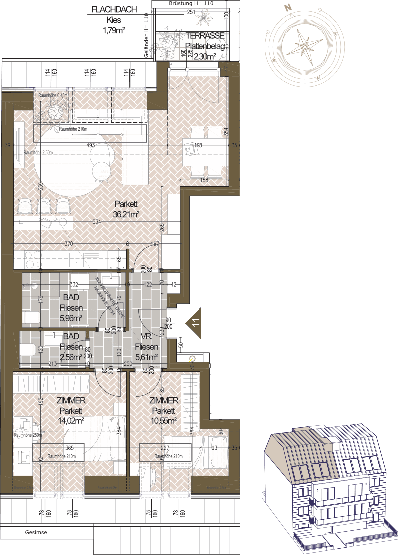 Grundriss Top 11 — Mona Residence — 3 Zimmer — 75 m²
