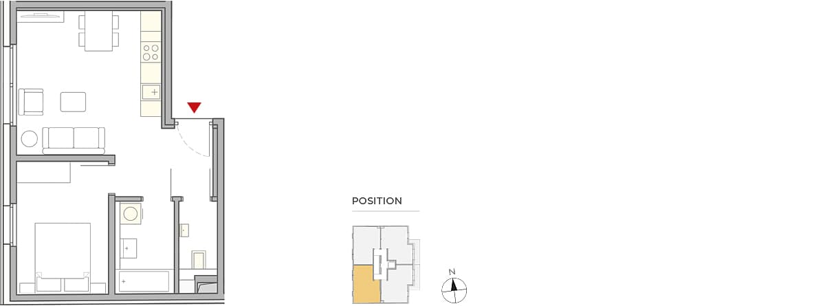 Grundriss Top 17 — Nobilegasse 52 — 2 Zimmer — 39 m² — 4th floor