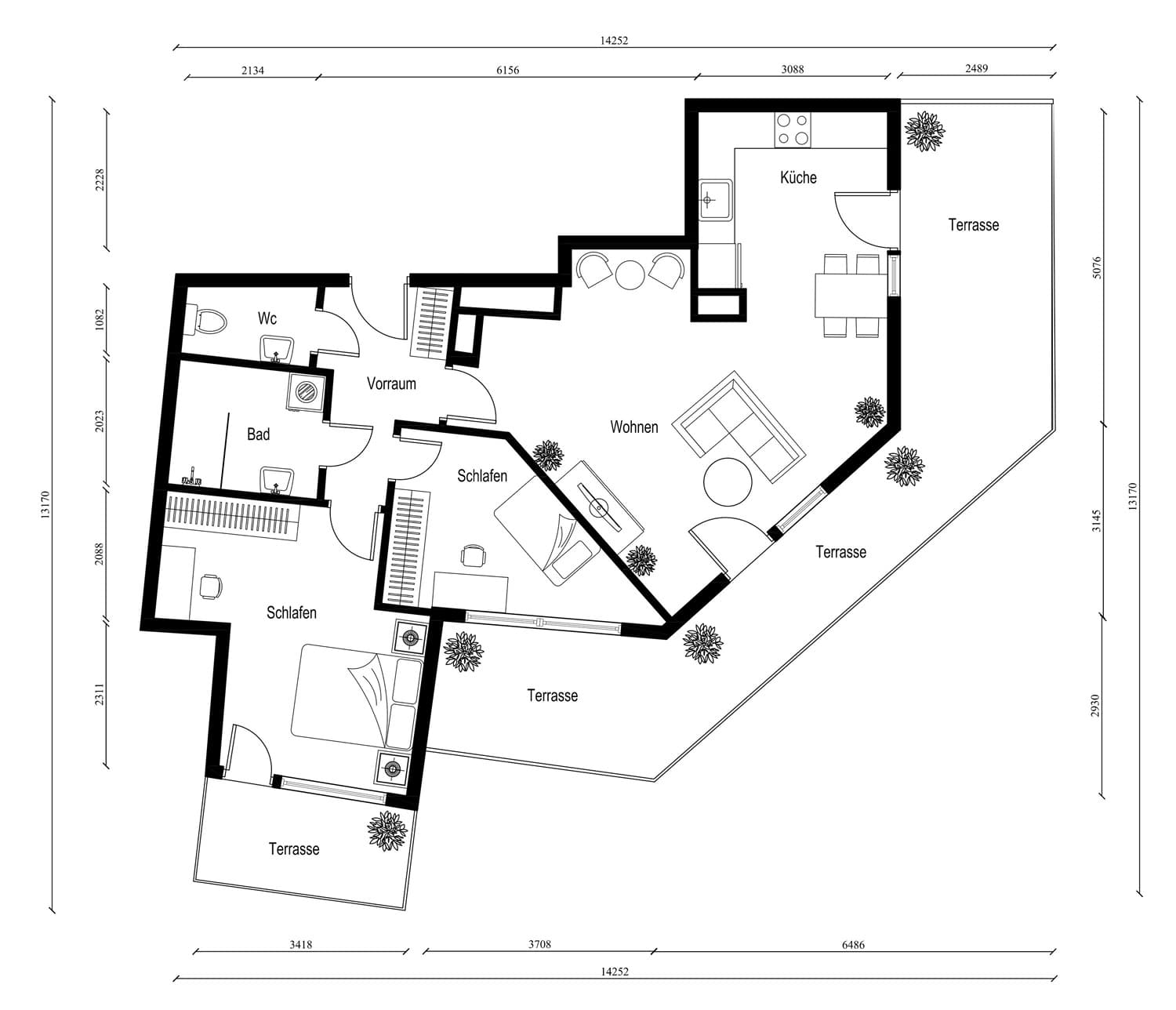 Grundriss Top 50 — NORD4 — 3 Zimmer — 71,5 m² — 1st attic floor — Grundriss 1/2