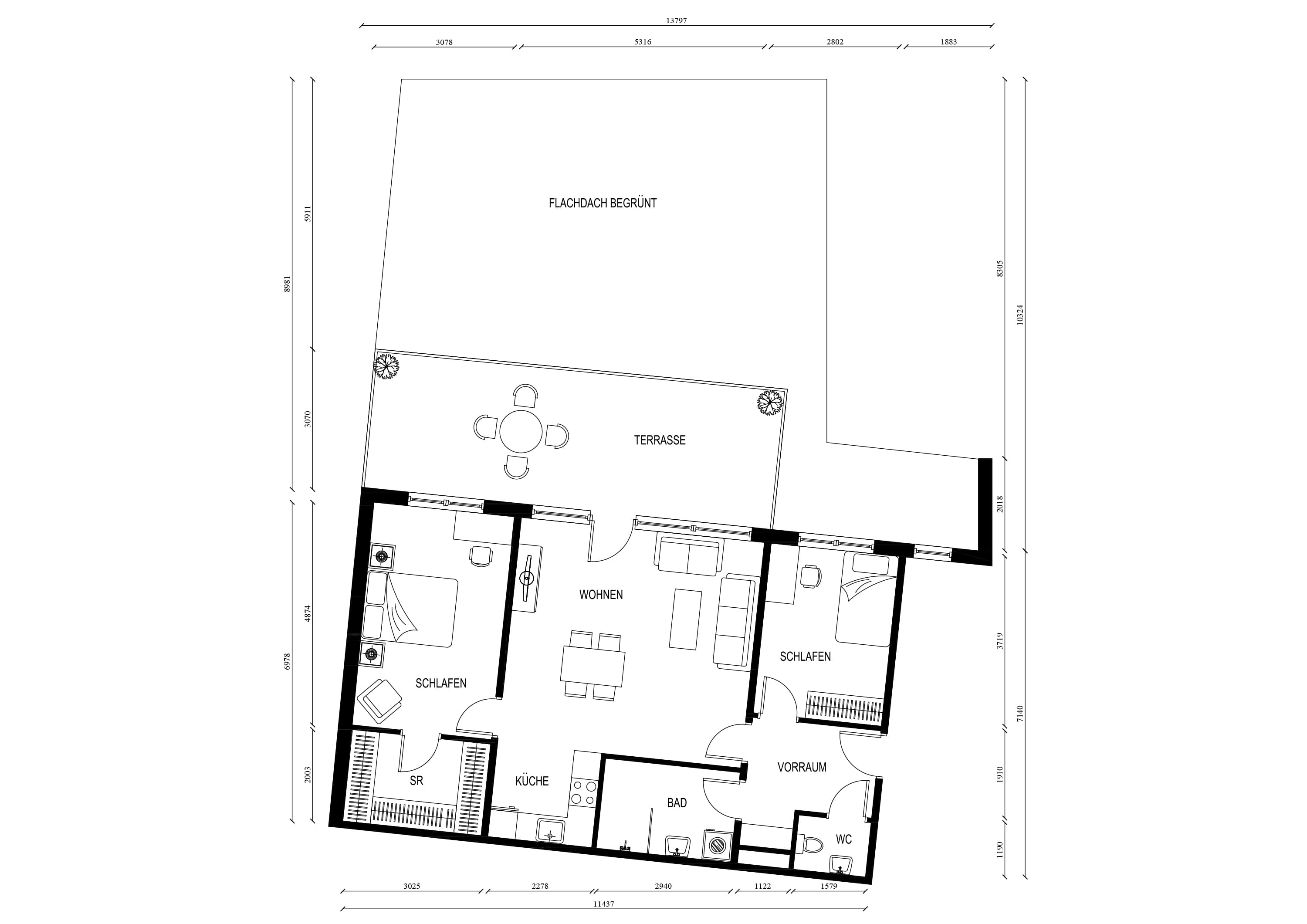Grundriss Top 14 — NORD4 — 3 Zimmer — 75,9 m² — 1st floor