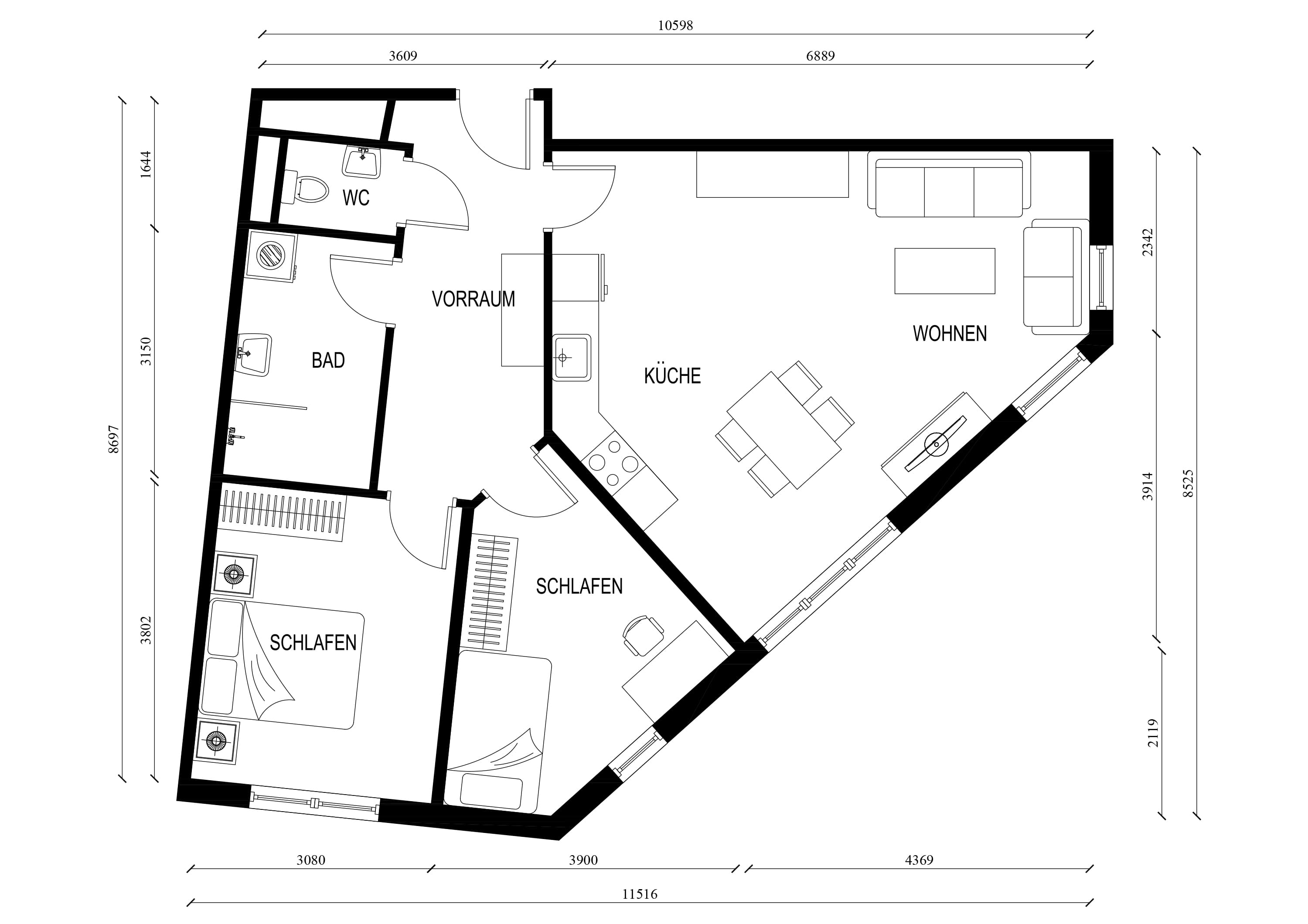 Grundriss Top 11 — NORD4 — 3 Zimmer — 69,3 m² — 1st floor — Grundriss 1/2