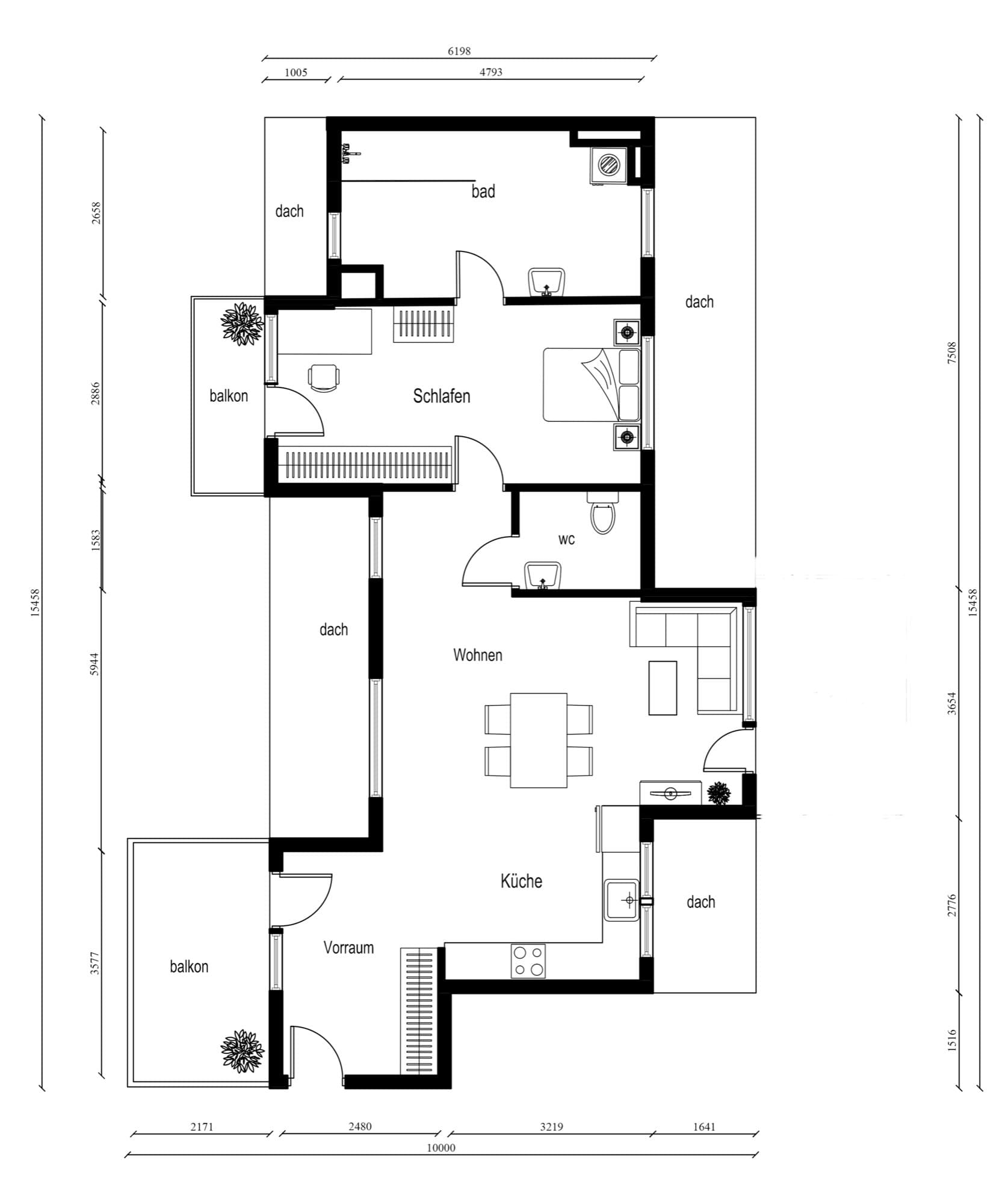 Grundriss Top 53 — NORD4 — 2 Zimmer — 91,7 m² — 2nd attic floor — Grundriss 1/2