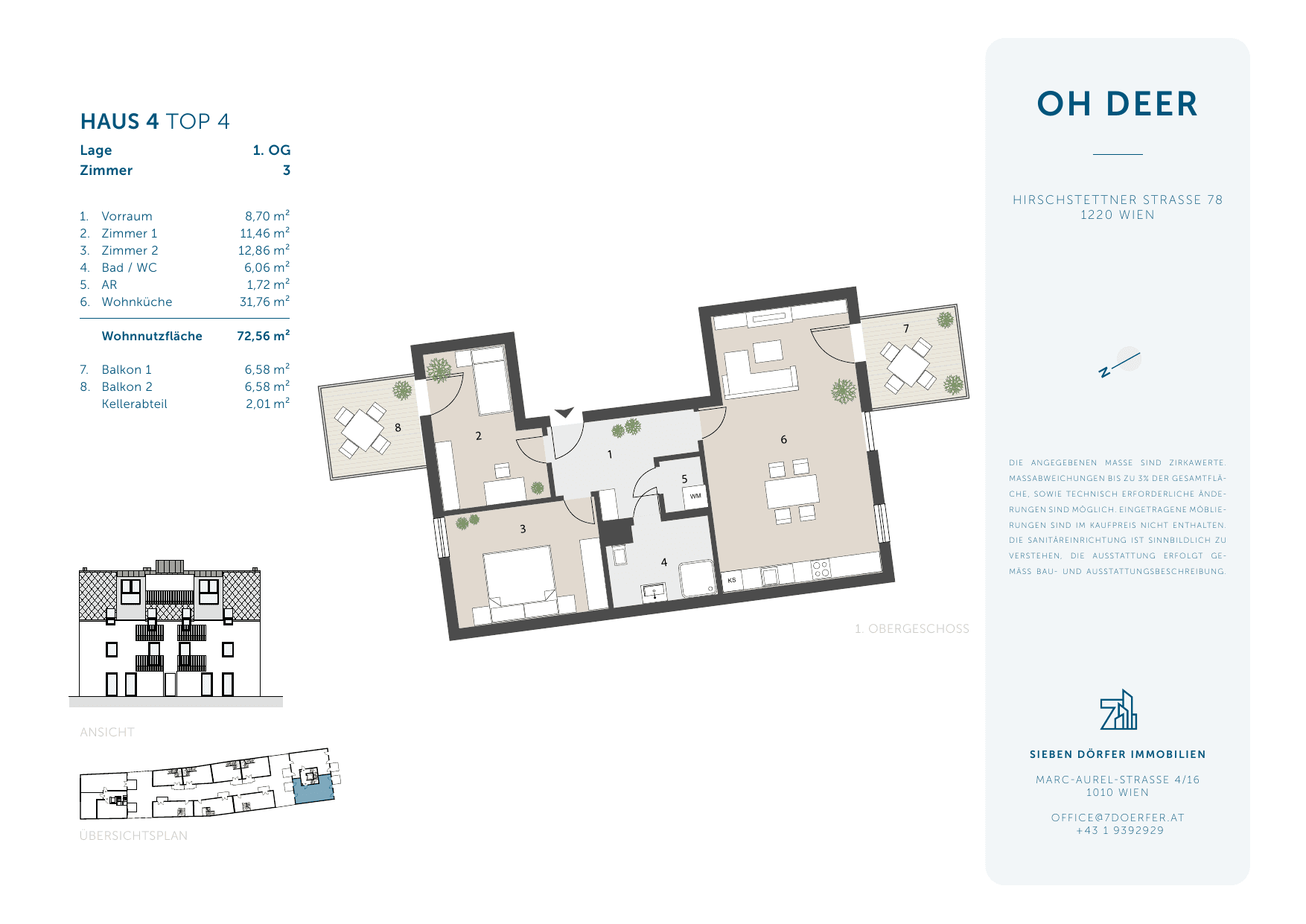 Grundriss Top 4.4 — Oh Deer — 3 Zimmer — 72,6 m² — 1st floor