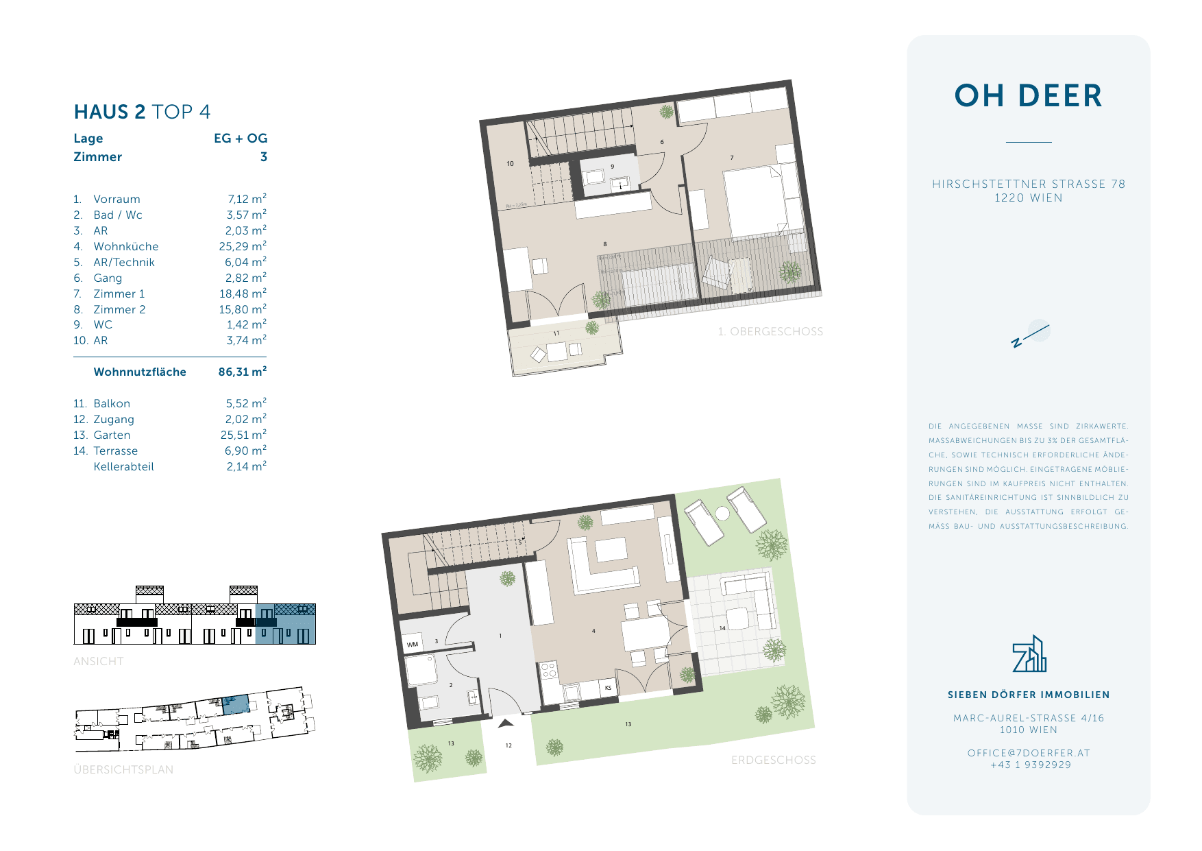 Grundriss Top 2.4 — Oh Deer — 3 Zimmer — 86,3 m² — Ground floor / Upper floor