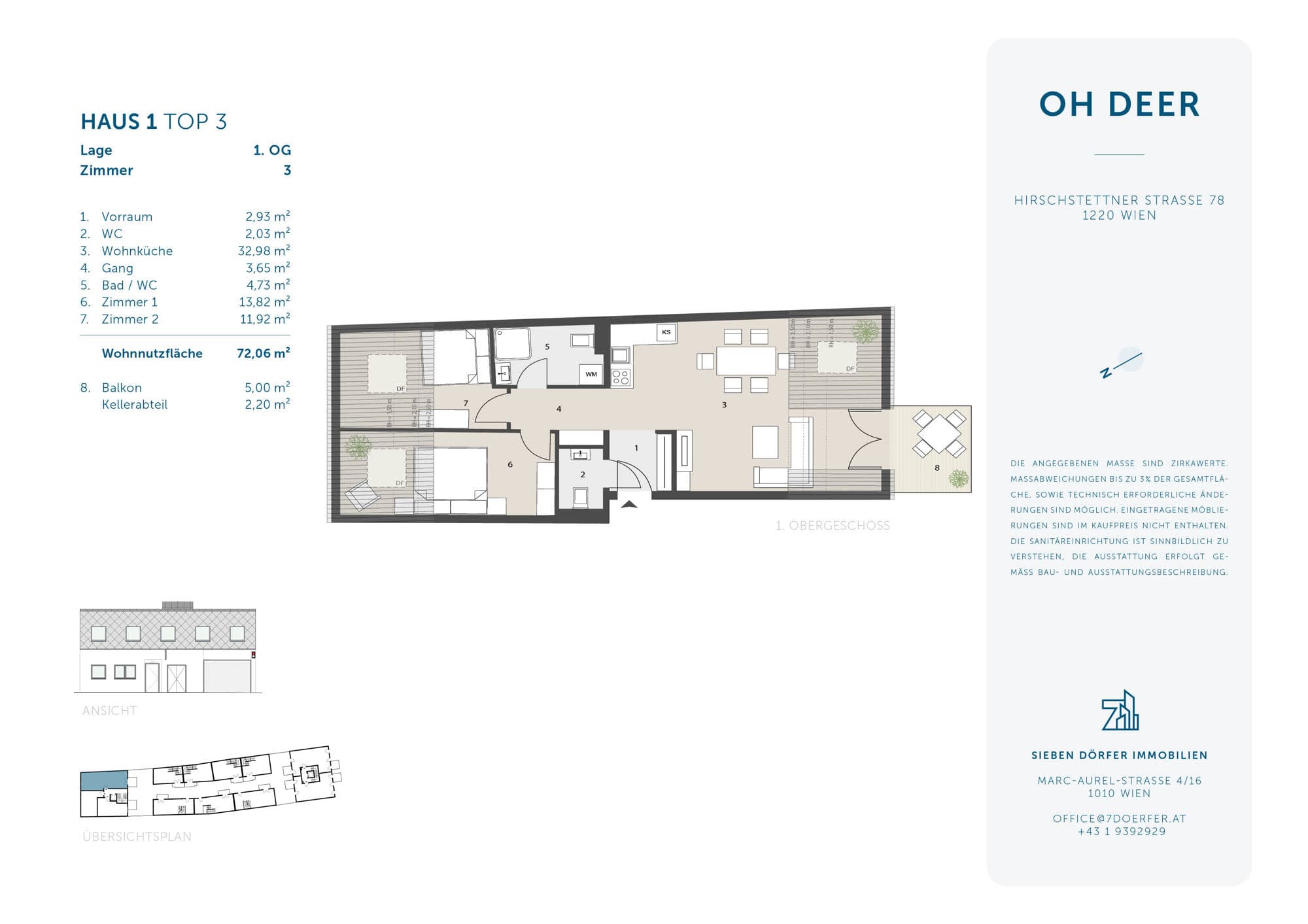 Grundriss Top 1.3 — Oh Deer — 3 Zimmer — 71,5 m² — 1st floor
