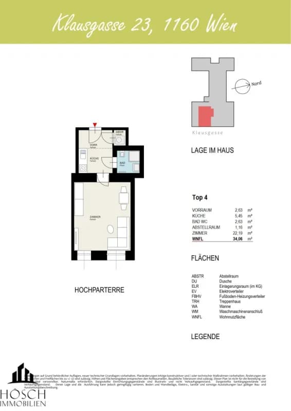 Grundriss Top 104 — Otto & Klaus — 1 Zimmer — 34,1 m² — Attic floor