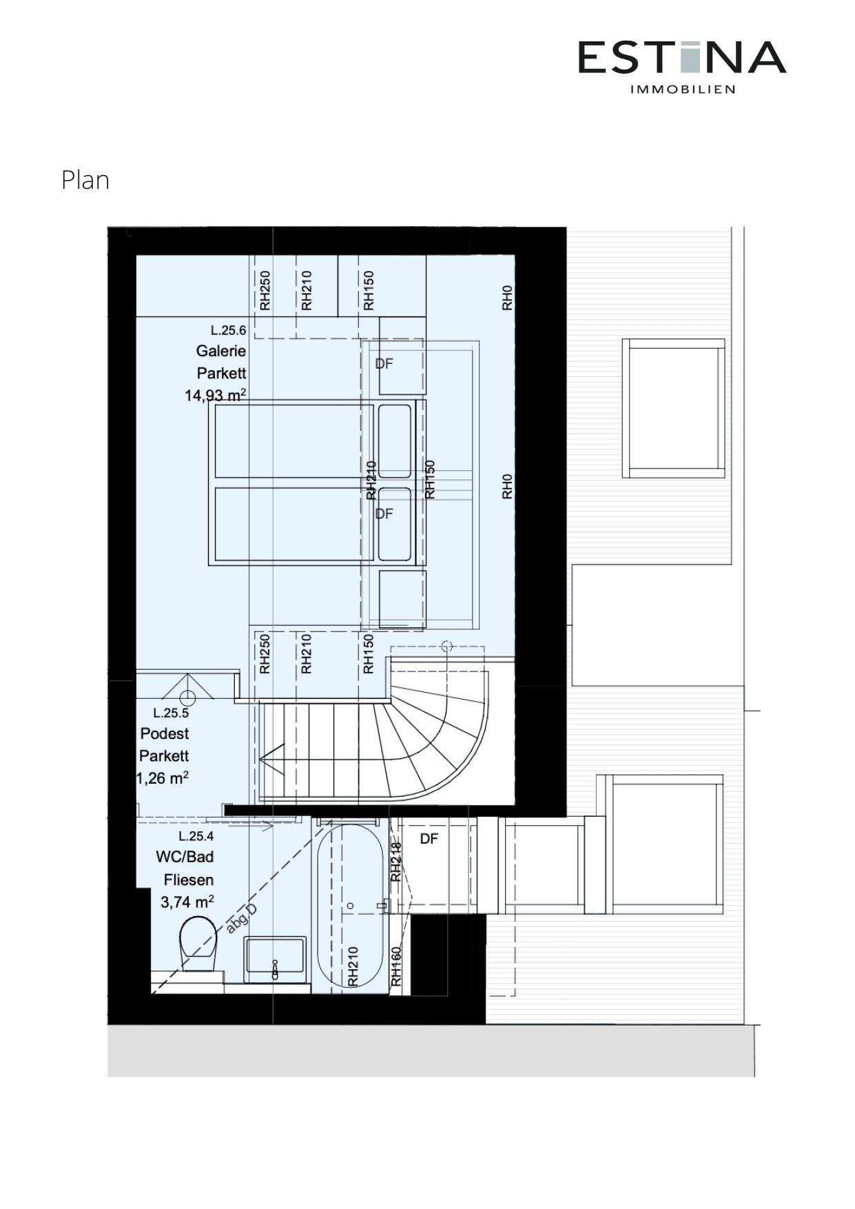 Grundriss Top L.25.1 — Aufleeben — 2 Zimmer — 51,1 m² — 2nd attic floor — Terrasse — Grundriss 3/3