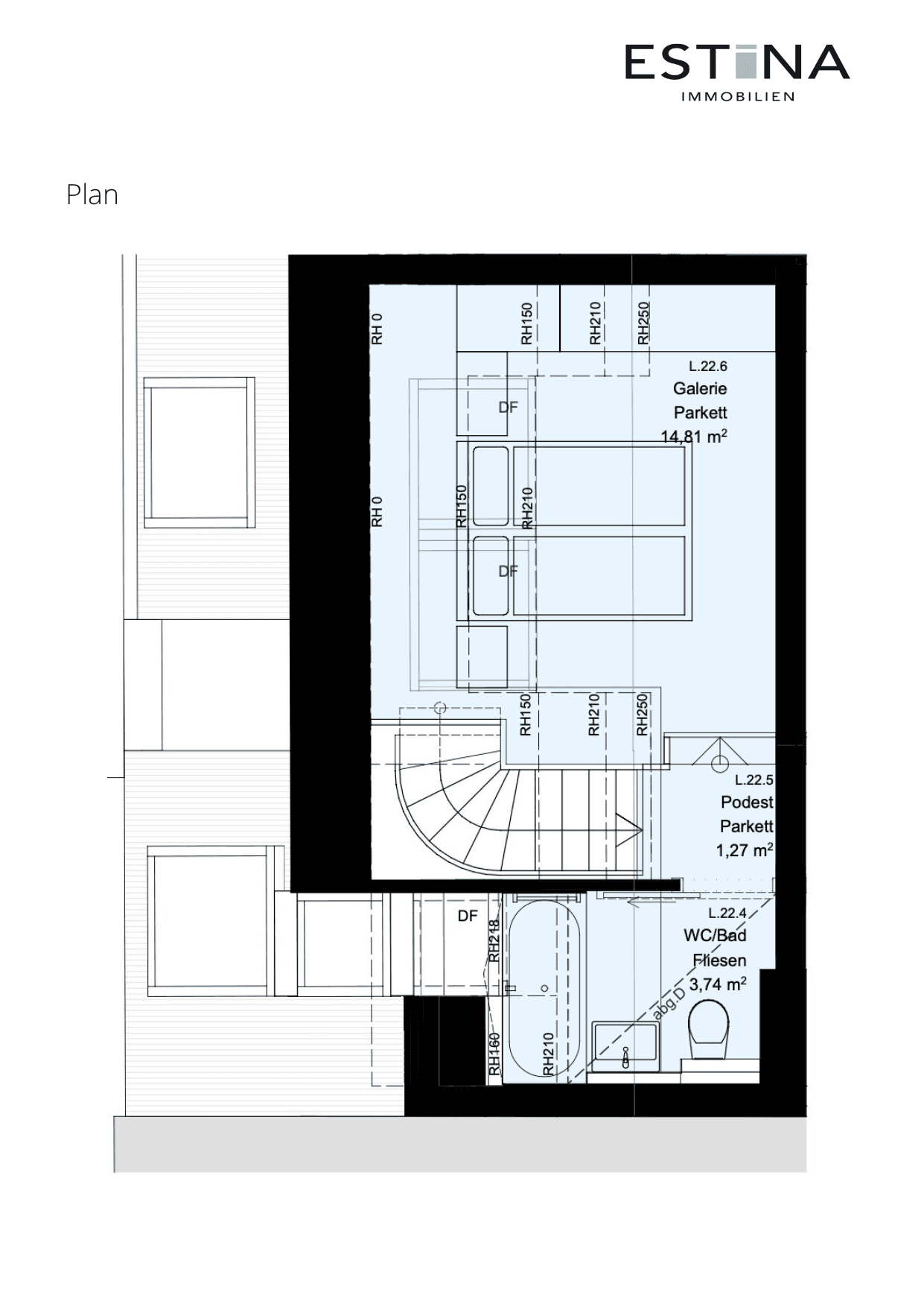 Grundriss Top L.22.1 — Aufleeben — 2 Zimmer — 50,6 m² — 2nd attic floor — Terrasse — Grundriss 4/4