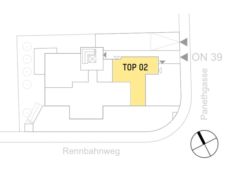 Grundriss Top 2 — Panethgasse 39 — 2 Zimmer — 59 m² — Ground floor — Grundriss 1/2