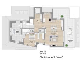 Grundriss Top 9 — Panethgasse 39 — 4 Zimmer — 179,6 m² — 3rd floor / Attic floor — Grundriss 1/2