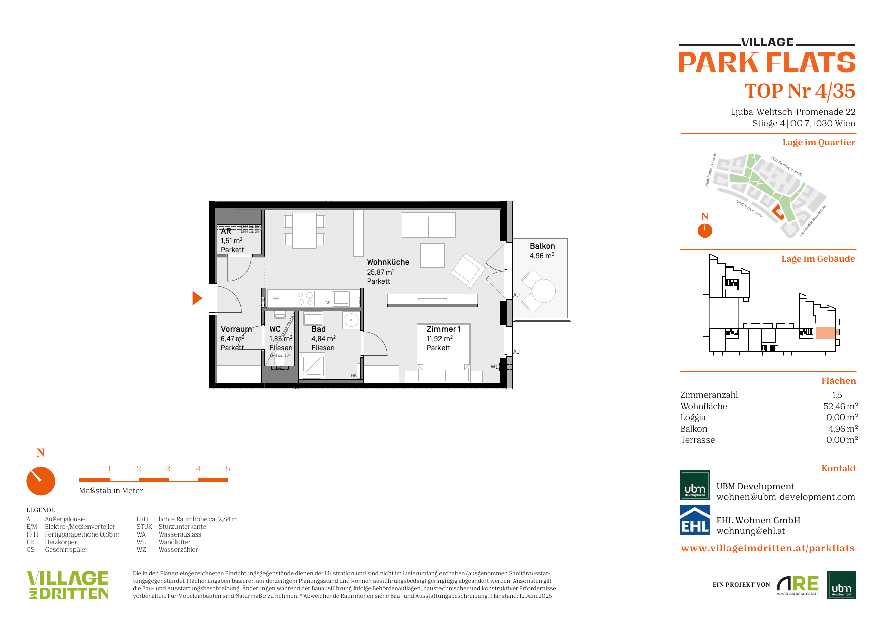 Grundriss Top 4/35 — Park Flats — 1.5 Zimmer — 52,5 m² — 7th floor