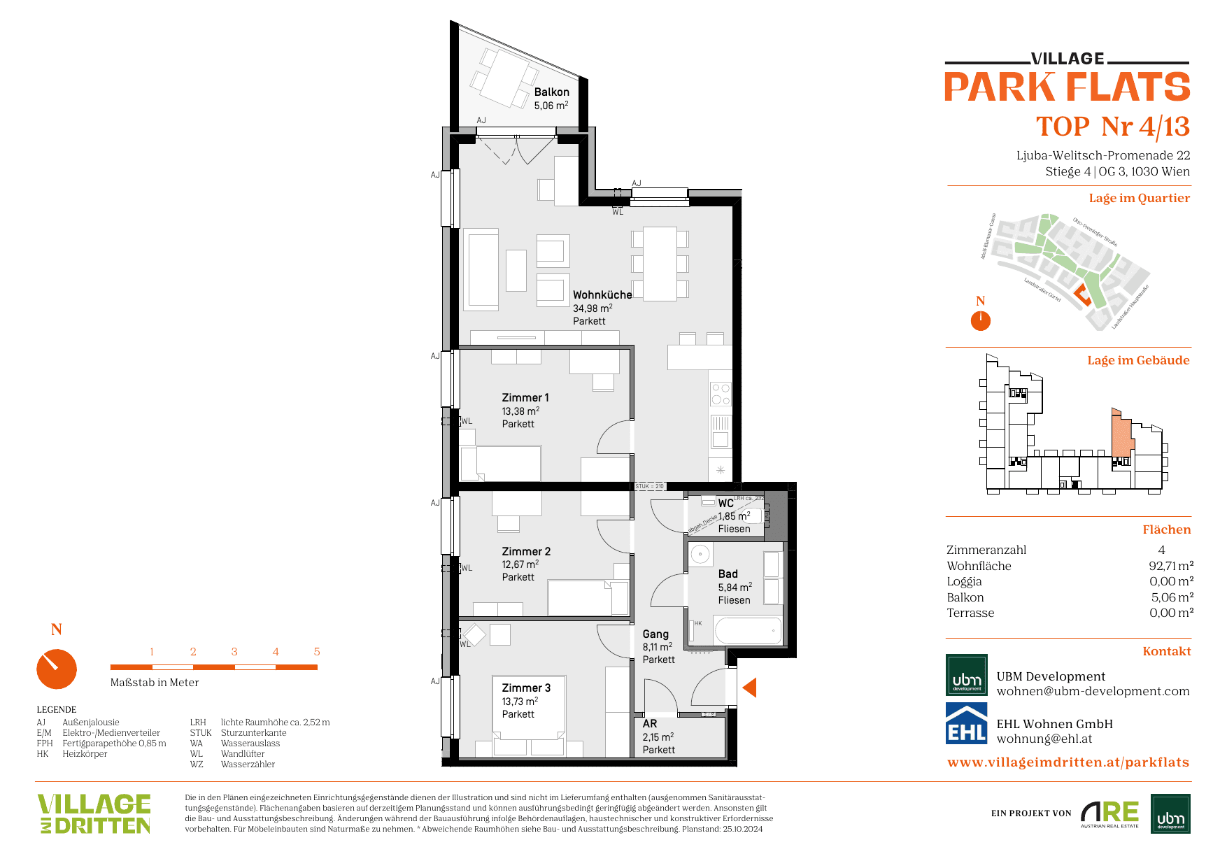 Grundriss Top 4/13 — Park Flats — 4 Zimmer — 92,7 m² — 3rd floor