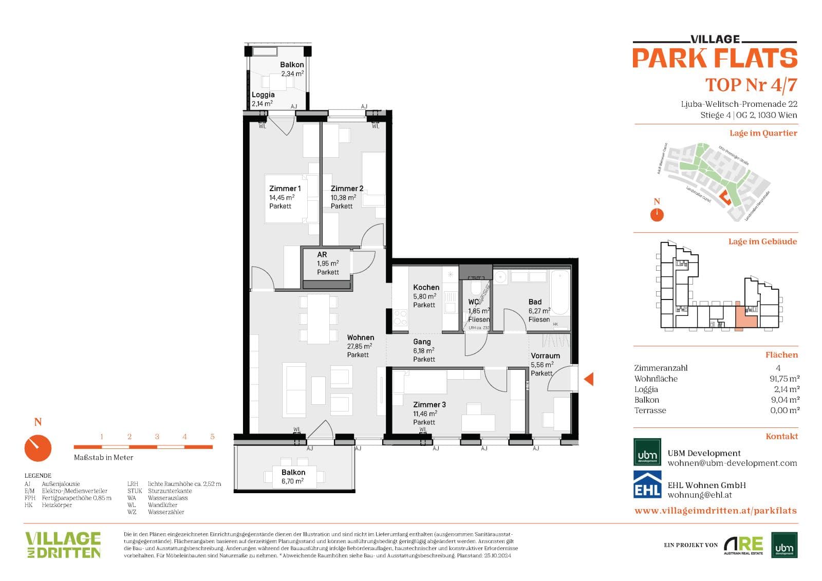 Grundriss Top 4/07 — Park Flats — 4 Zimmer — 91,8 m² — 2nd floor
