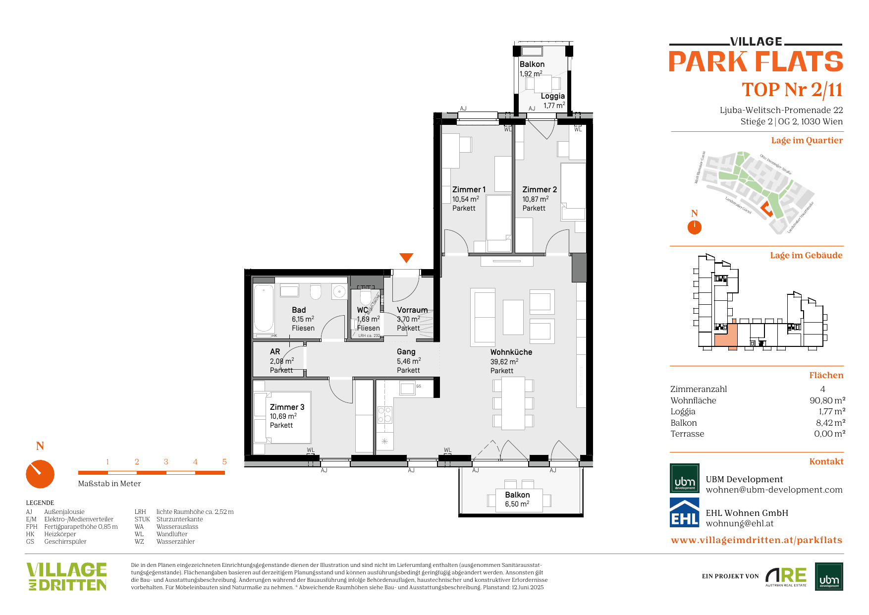 Grundriss Top 2/11 — Park Flats — 4 Zimmer — 90,8 m² — 2nd floor