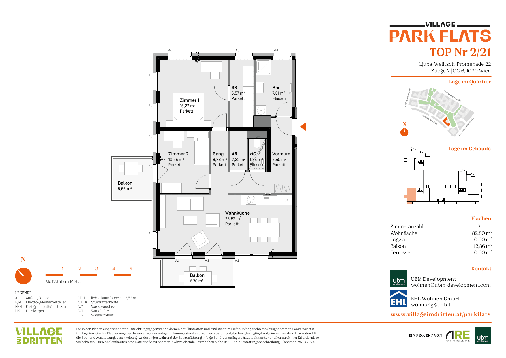 Grundriss Top 2/21 — Park Flats — 3 Zimmer — 82,8 m² — 6th floor