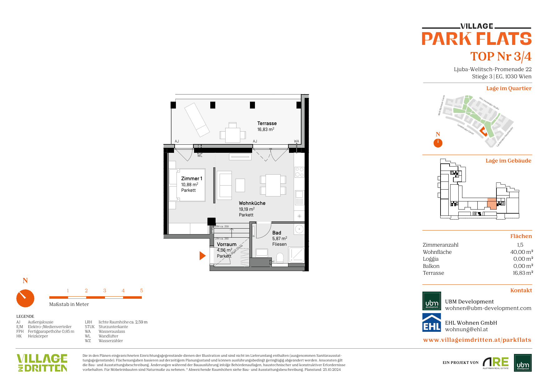 Grundriss Top 3/04 — Park Flats — 1.5 Zimmer — 40 m² — Ground floor