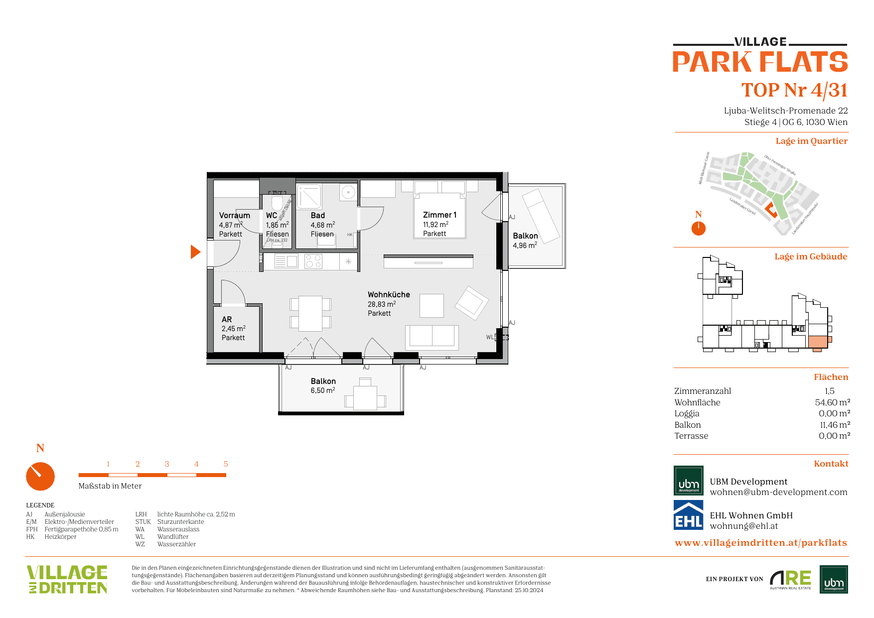 Grundriss Top 4/31 — Park Flats — 1.5 Zimmer — 54,6 m² — 6th floor