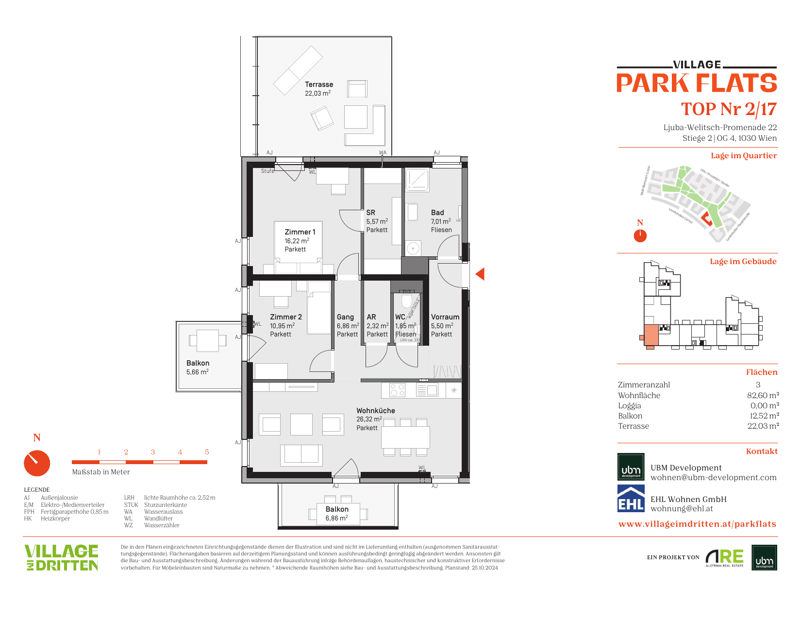 Grundriss Top 2/17 — Park Flats — 3 Zimmer — 82,6 m² — 4th floor