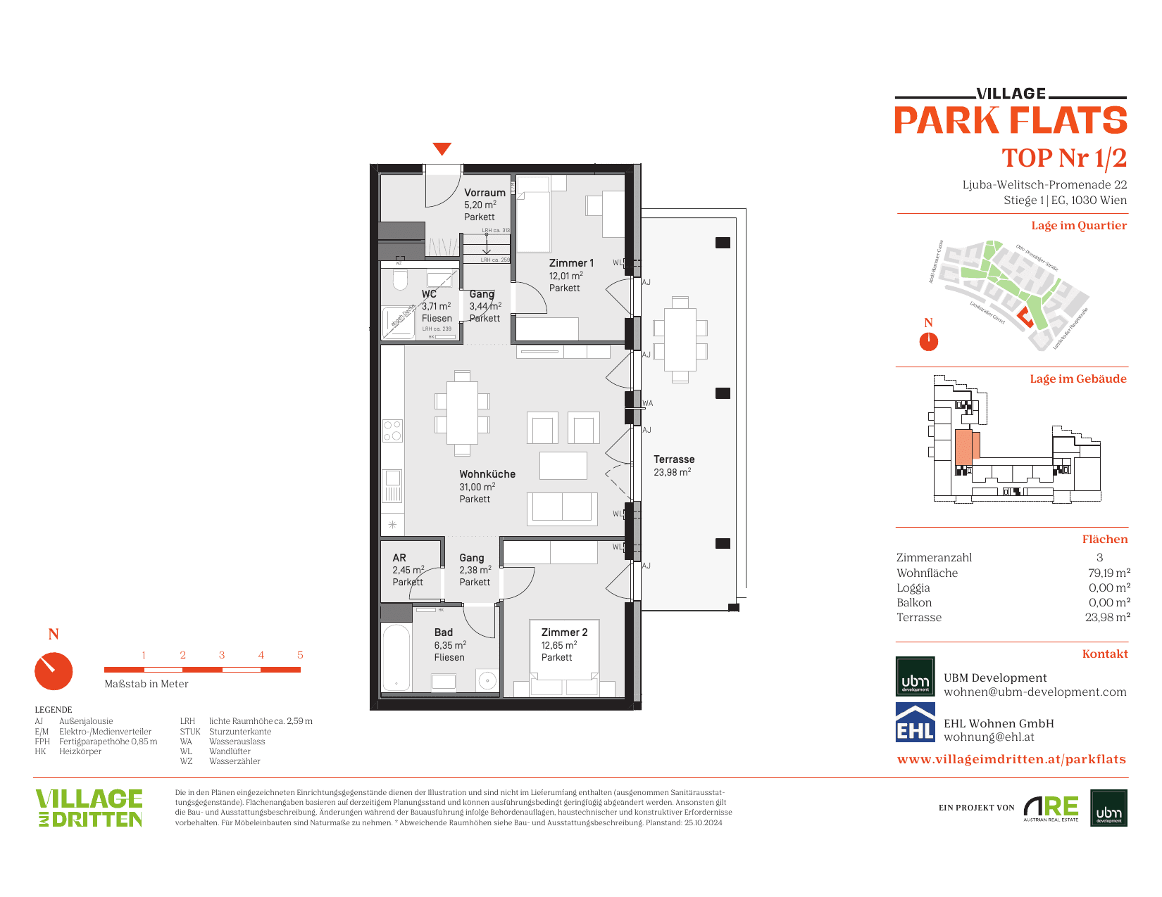 Grundriss Top 1/02 — Park Flats — 3 Zimmer — 79,2 m² — Ground floor