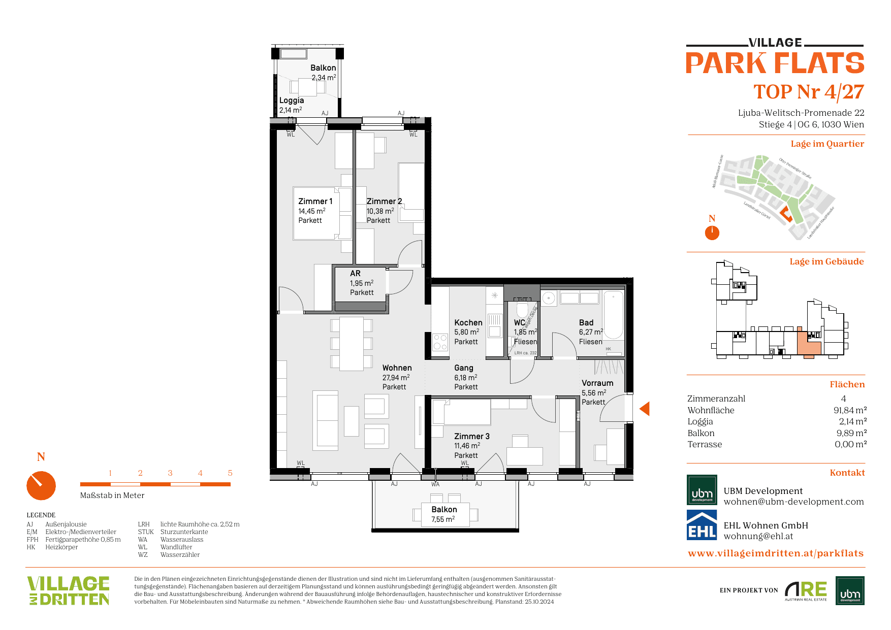 Grundriss Top 4/27 — Park Flats — 4 Zimmer — 91,8 m² — 6th floor