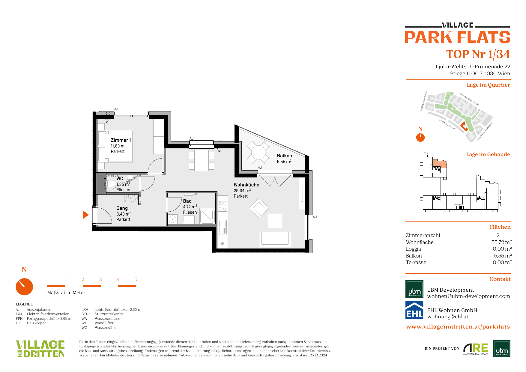 Grundriss Top 1/34 — Park Flats — 2 Zimmer — 55,7 m² — 7th floor