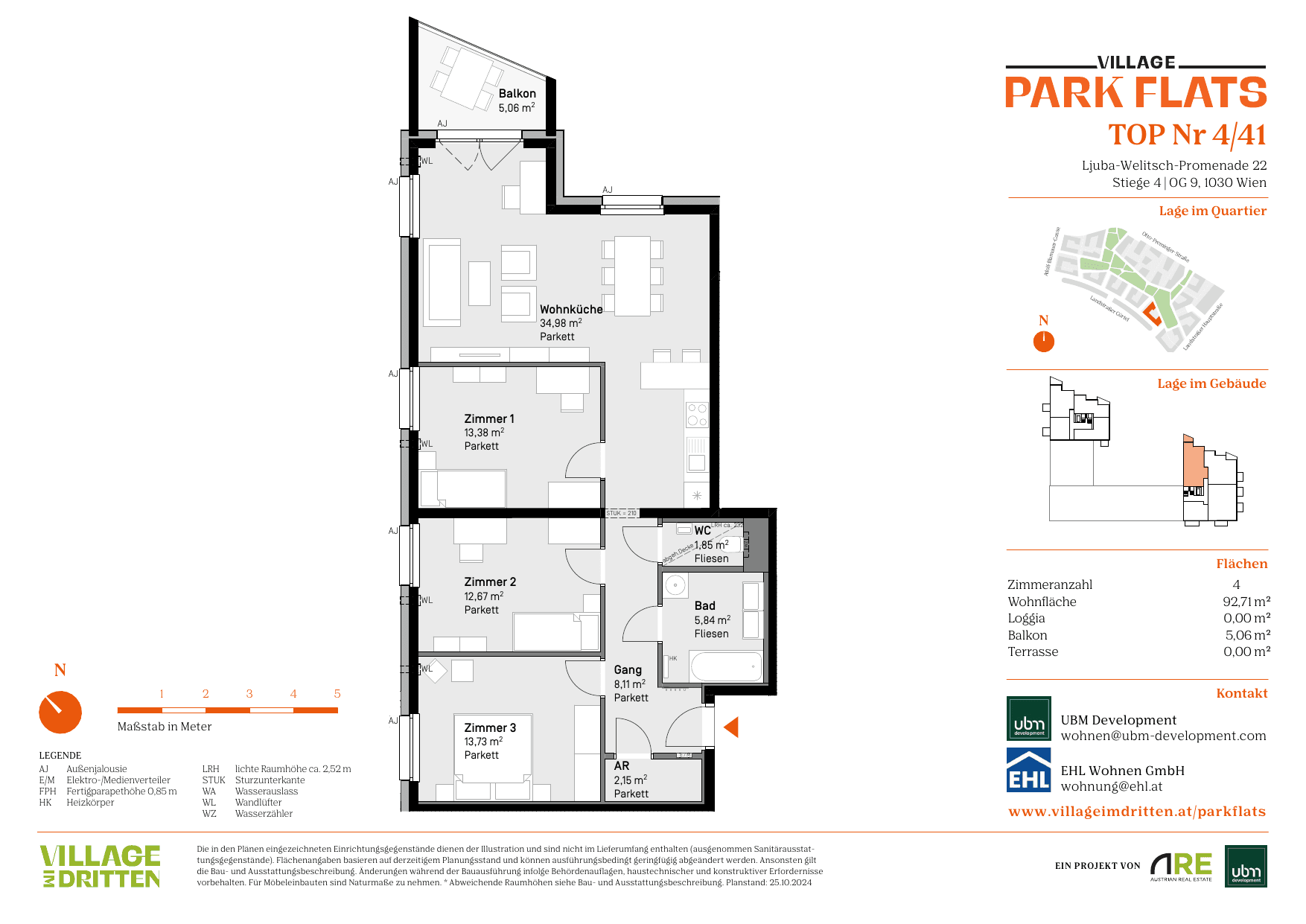 Grundriss Top 4/41 — Park Flats — 4 Zimmer — 92,7 m² — 9th floor
