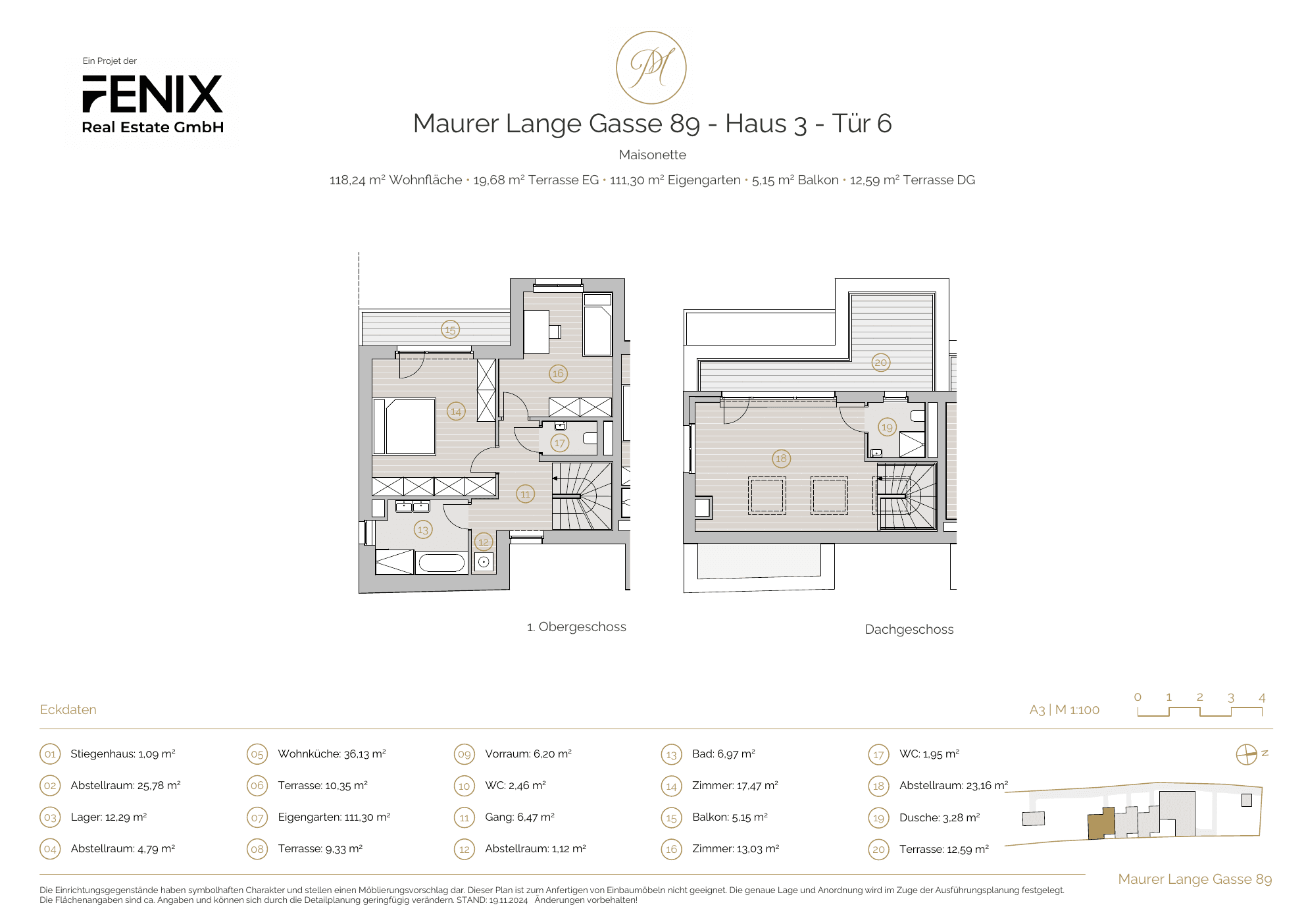 Grundriss Top 6 — Parkgarten Mauer — 4 Zimmer — 118 m² — Basement / Ground floor / 1st floor / Attic floor — Garten — Grundriss 2/2