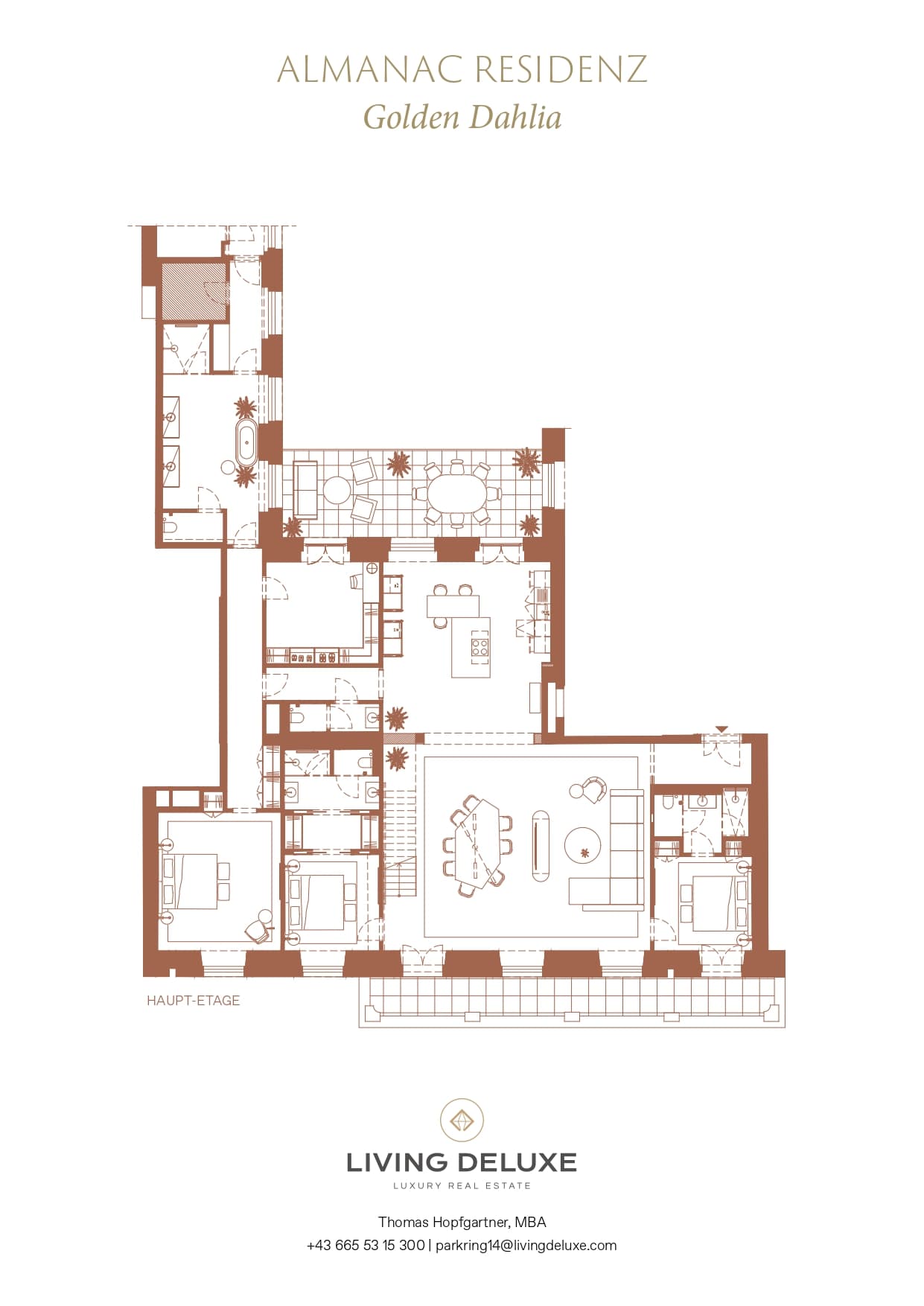 Grundriss Top 5018 Golden Dahlia — Palais Parkring 14 — 5 Zimmer — 403 m² — Mezzanine / 2nd floor — Stadtpark, Ringstraße — Grundriss 3/4