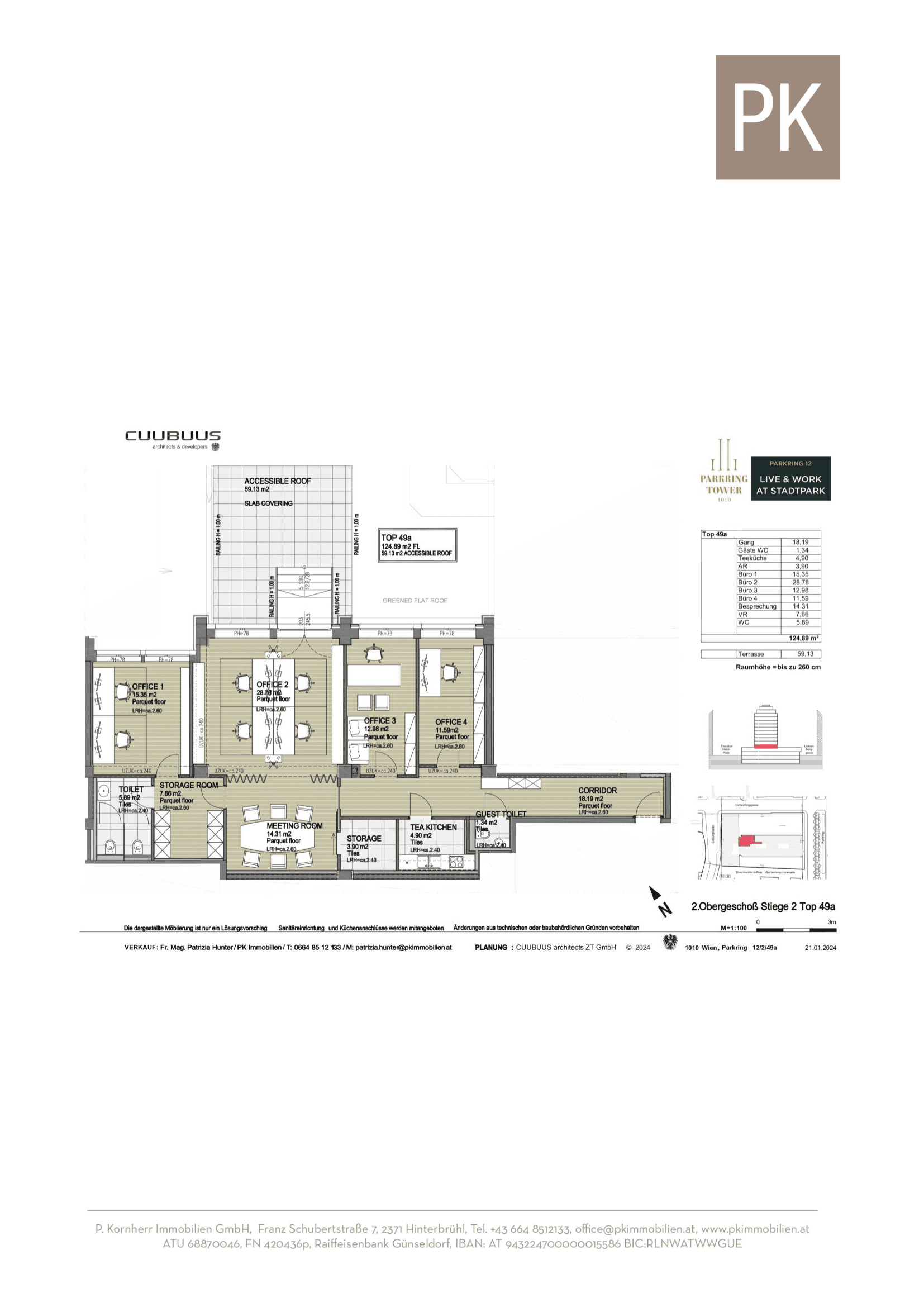 Grundriss Top 49a — ParkringTower — 4 Zimmer — 125 m² — 2. OG