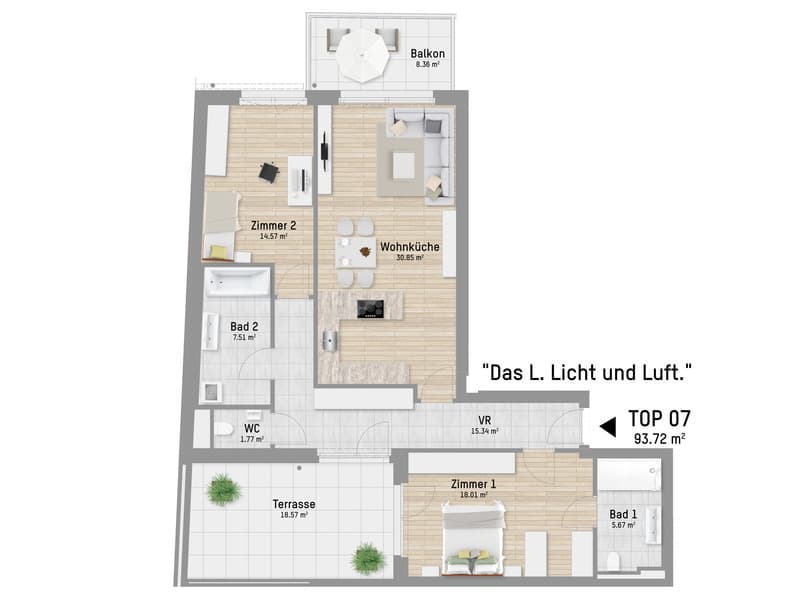 Grundriss Top 7 — Pastorstraße 19A — 3 Zimmer — 93 m² — 1st floor — Grundriss 1/2