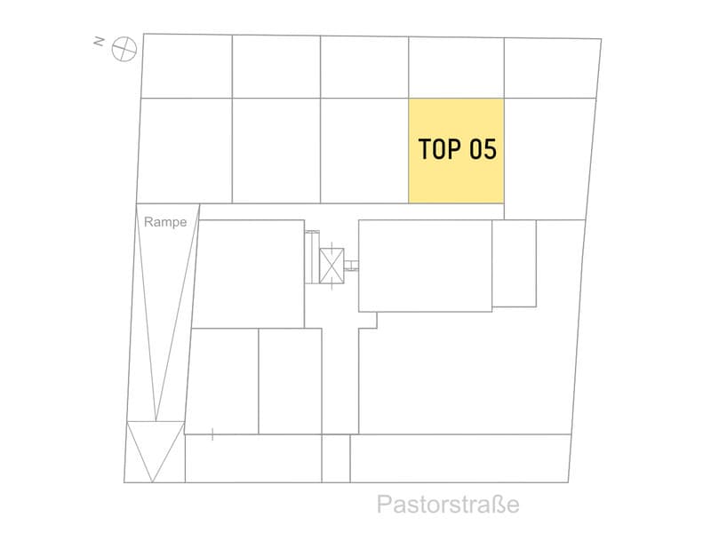 Grundriss Top 5 — Pastorstraße 19A — 2 Zimmer — 56,8 m² — Ground floor — Grundriss 2/2