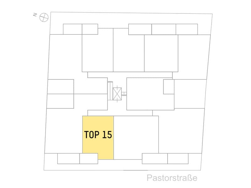 Grundriss Top 15 — Pastorstraße 19A — 2 Zimmer — 55,8 m² — 1st floor — Grundriss 2/2