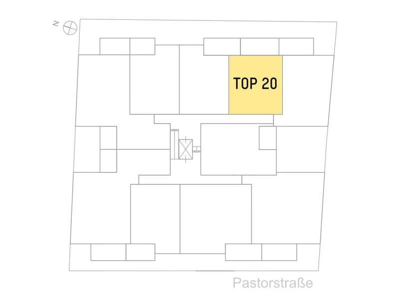 Grundriss Top 20 — Pastorstraße 19A — 2 Zimmer — 56,8 m² — 2nd floor — Grundriss 2/2