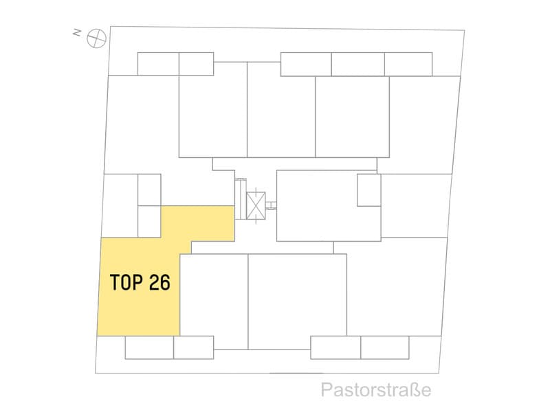 Grundriss Top 26 — Pastorstraße 19A — 3 Zimmer — 99,1 m² — 2nd floor — Grundriss 2/2