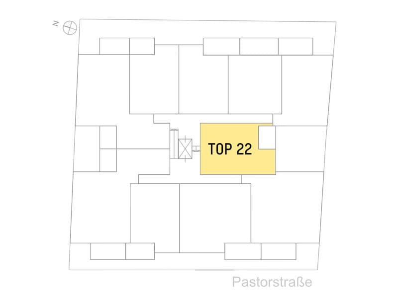 Grundriss Top 22 — Pastorstraße 19A — 2 Zimmer — 58,7 m² — 2nd floor — Grundriss 2/2