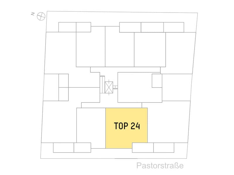 Grundriss Top 24 — Pastorstraße 19A — 3 Zimmer — 84,2 m² — 2nd floor — Grundriss 2/2