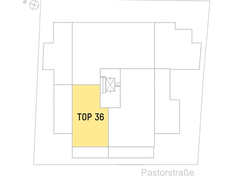 Grundriss Top 36 — Pastorstraße 19A — 3 Zimmer — 82,9 m² — 2nd attic floor — Grundriss 2/2