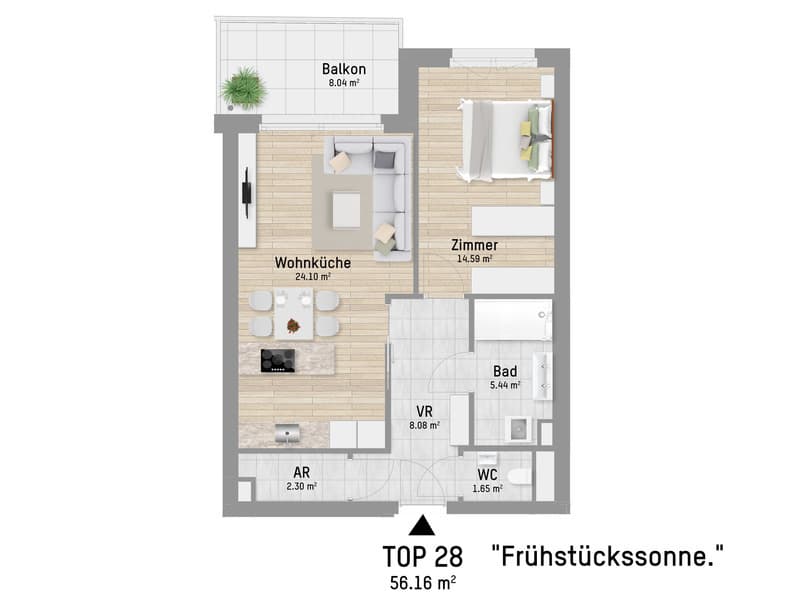 Grundriss Top 28 — Pastorstraße 19A — 3 Zimmer — 87,5 m² — 1st attic floor — Grundriss 1/2