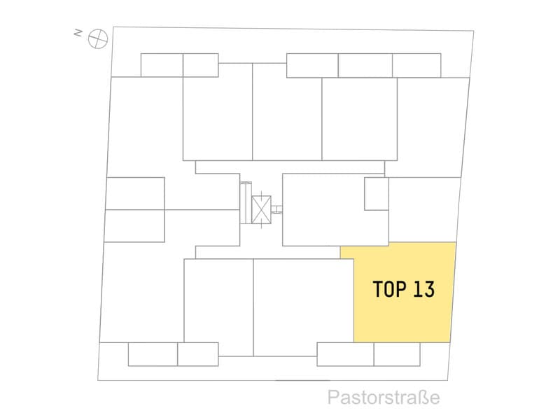 Grundriss Top 13 — Pastorstraße 19A — 3 Zimmer — 90,9 m² — 1st floor — Grundriss 2/2