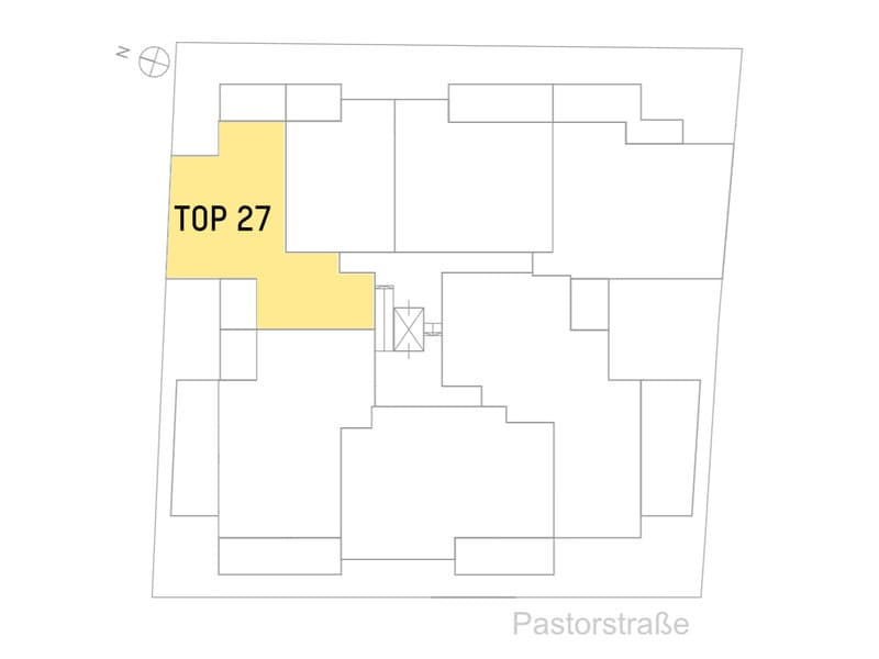 Grundriss Top 27 — Pastorstraße 19A — 3 Zimmer — 87,5 m² — 1st attic floor — Grundriss 2/2