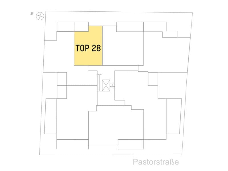 Grundriss Top 28 — Pastorstraße 19A — 3 Zimmer — 87,5 m² — 1st attic floor — Grundriss 2/2