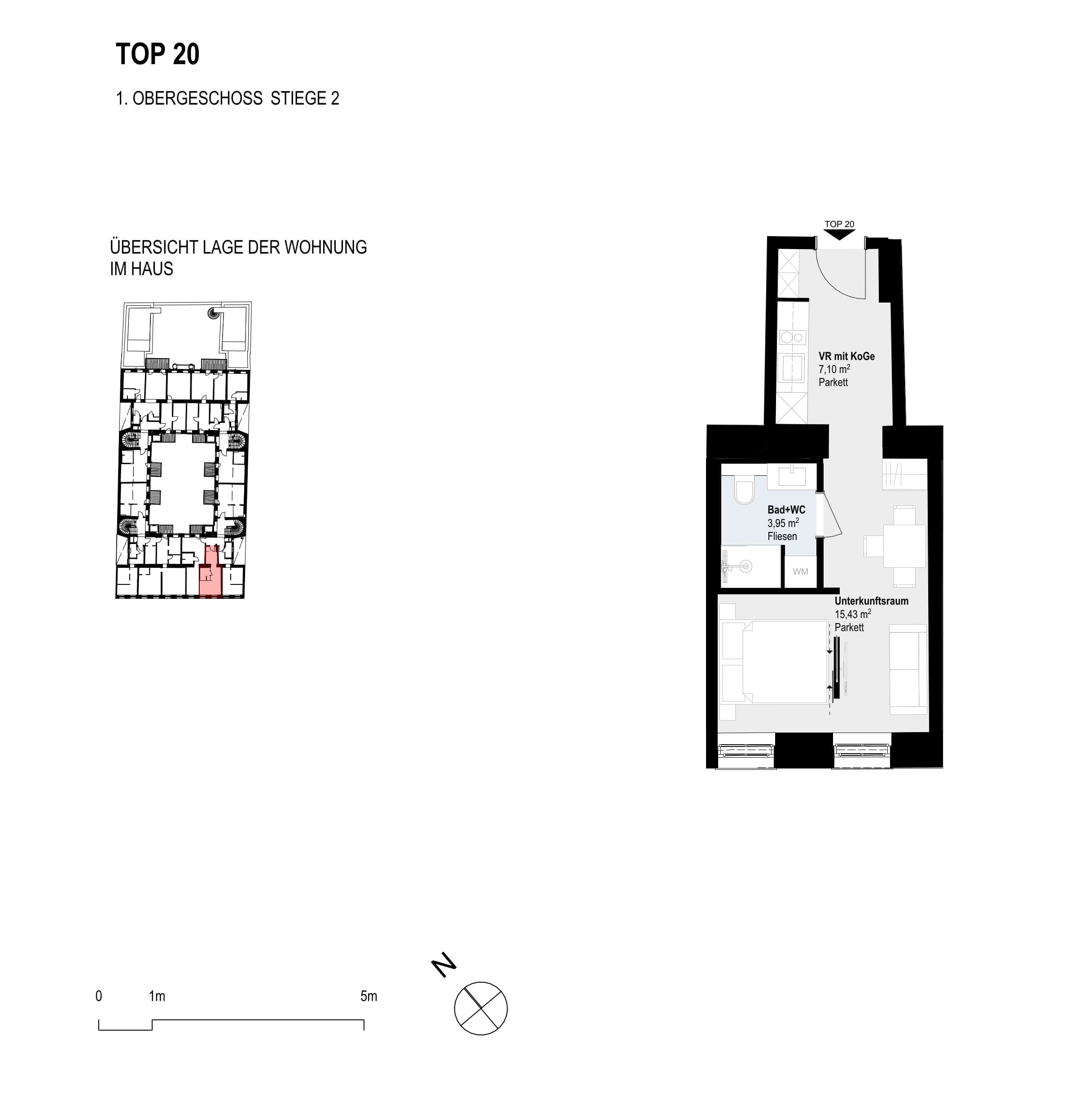 Grundriss Top 20 — Paulus 5 — 1 Zimmer — 26,5 m² — 1st floor