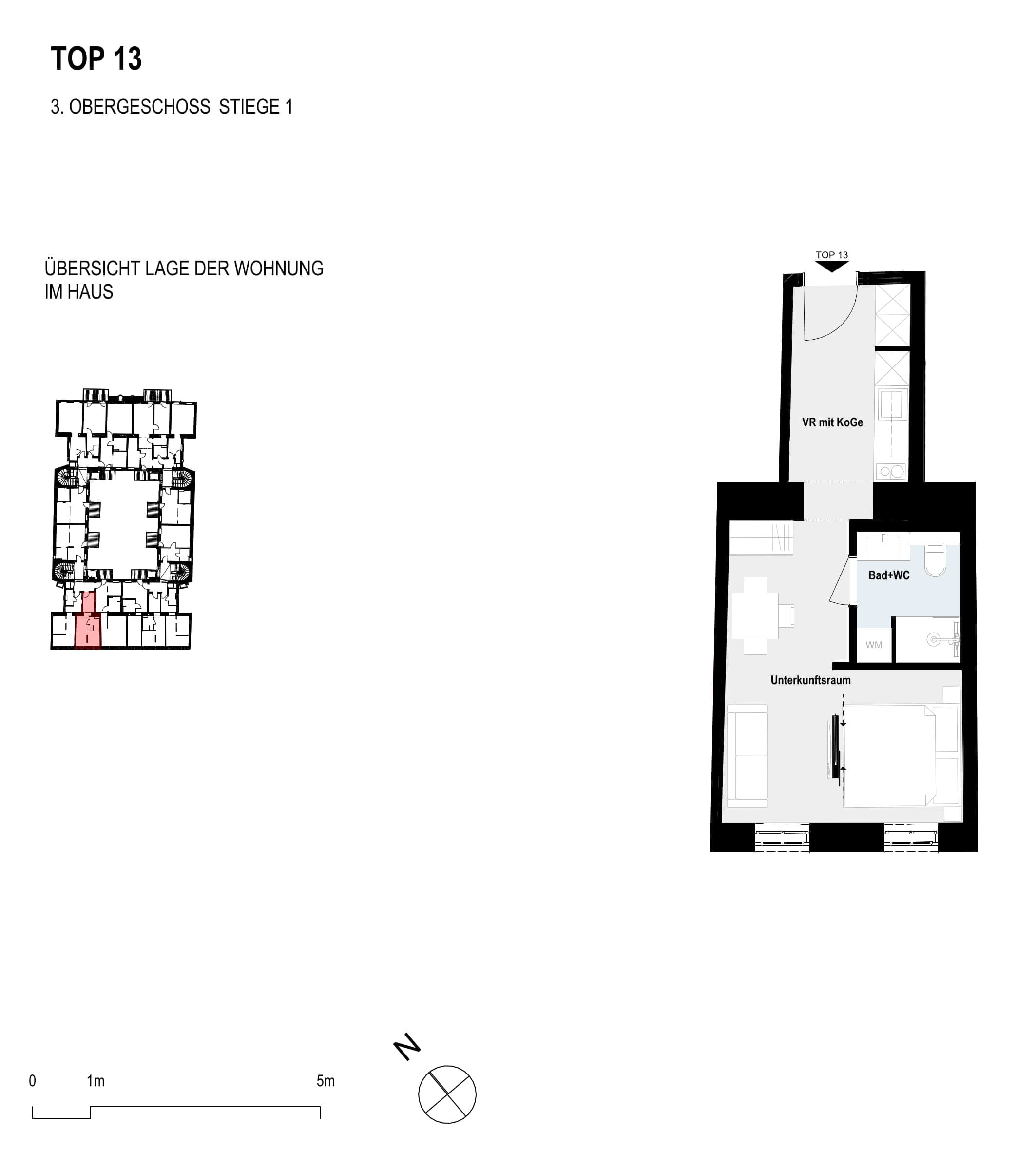 Grundriss Top 13 — Paulus 5 — 1 Zimmer — 28,2 m² — 3rd floor