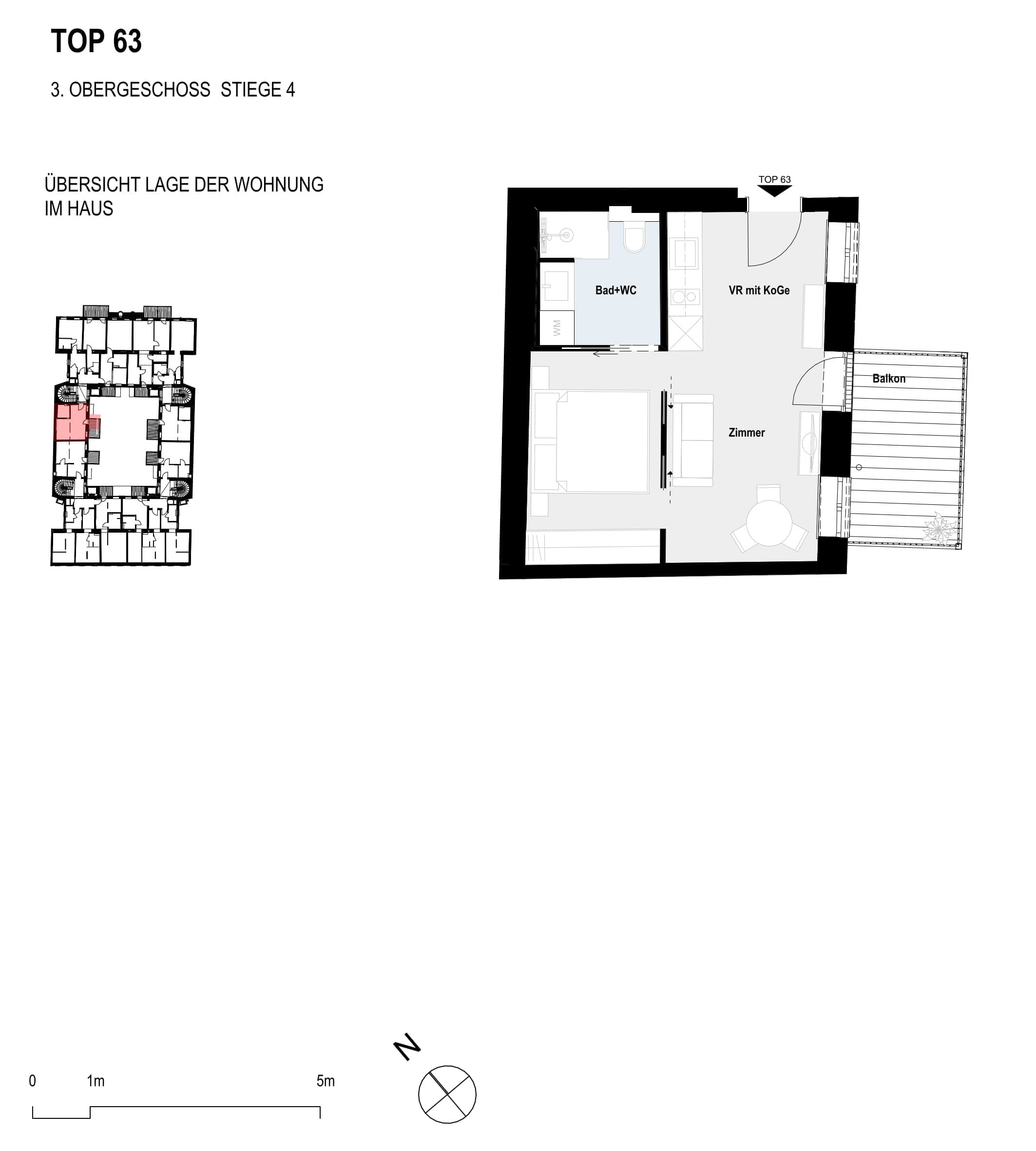 Grundriss Top 63 — Paulus 5 — 1 Zimmer — 30 m² — 3rd floor