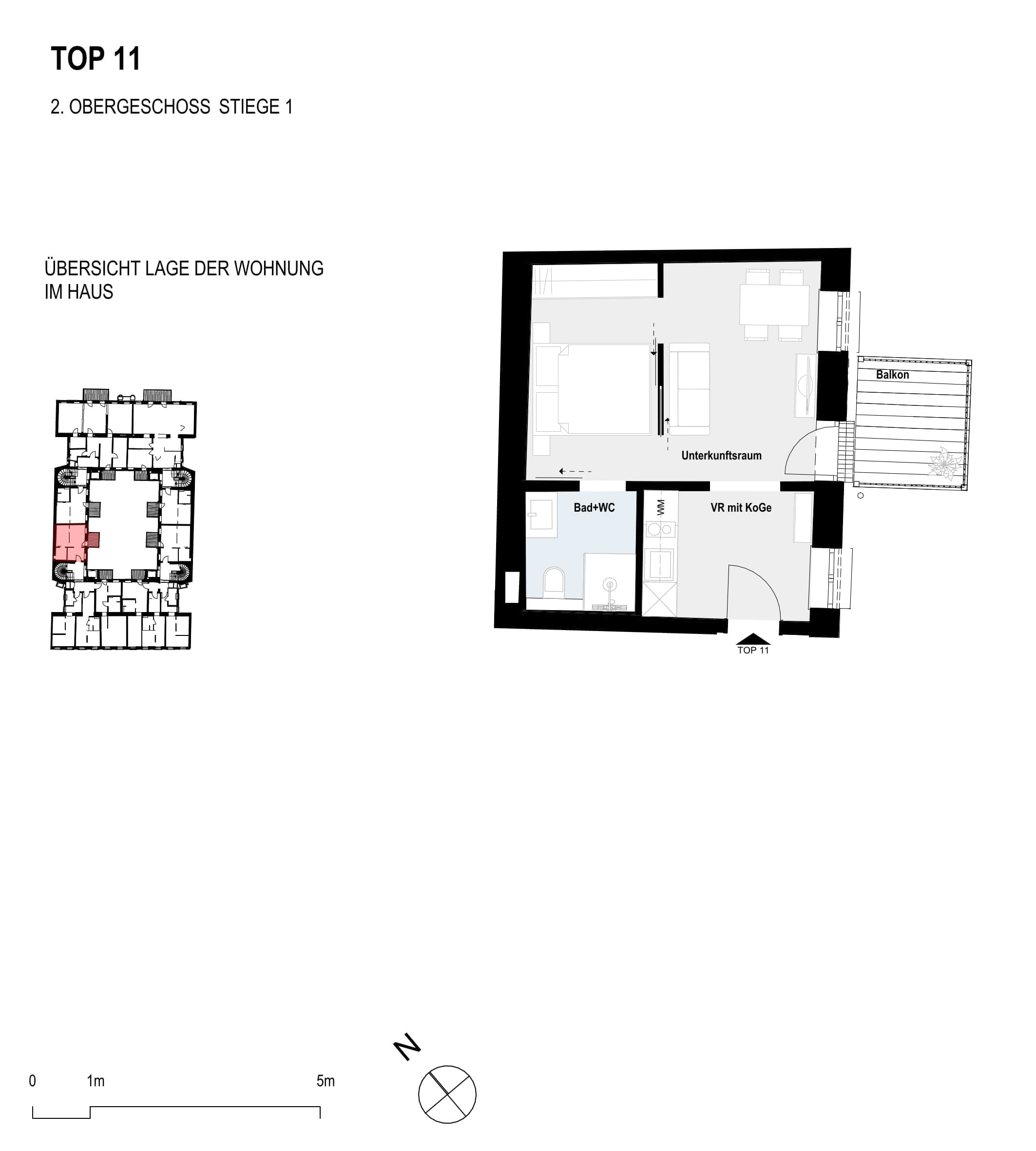 Grundriss Top 11 — Paulus 5 — 2 Zimmer — 29,3 m² — 2nd floor