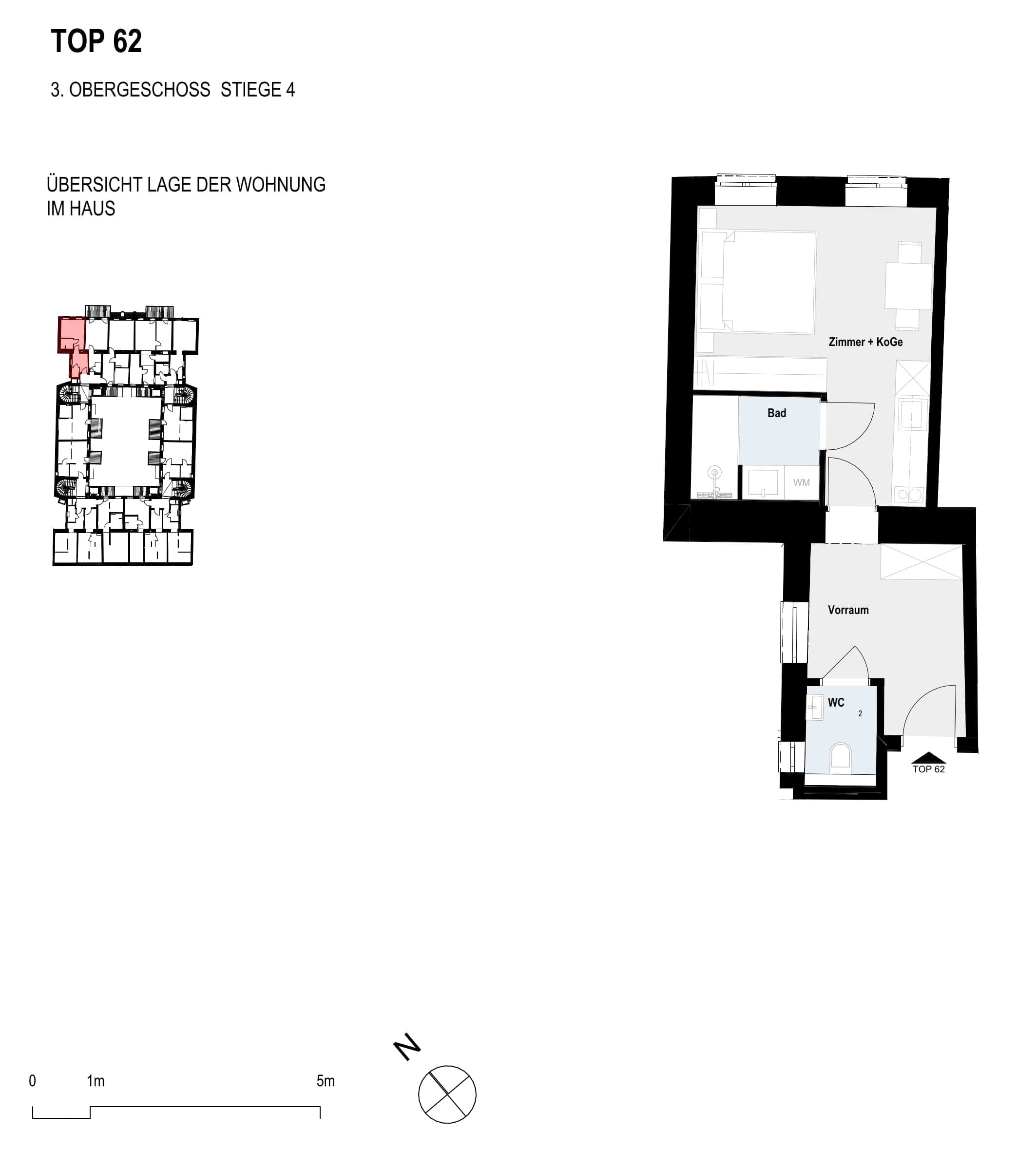 Grundriss Top 62 — Paulus 5 — 1 Zimmer — 30,6 m² — 3rd floor