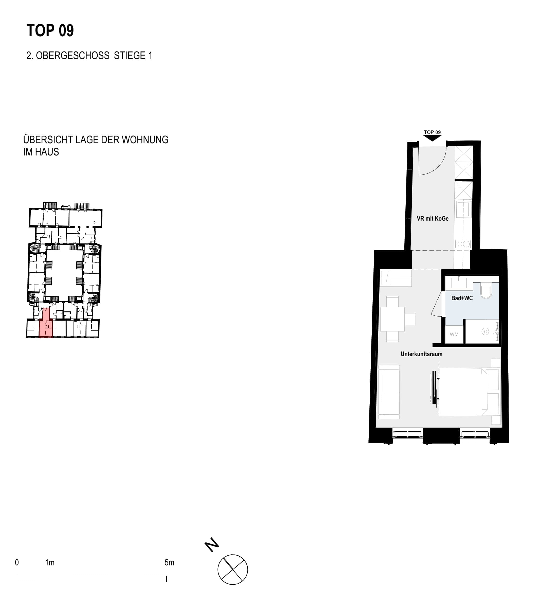 Grundriss Top 9 — Paulus 5 — 1 Zimmer — 28,7 m² — 2nd floor