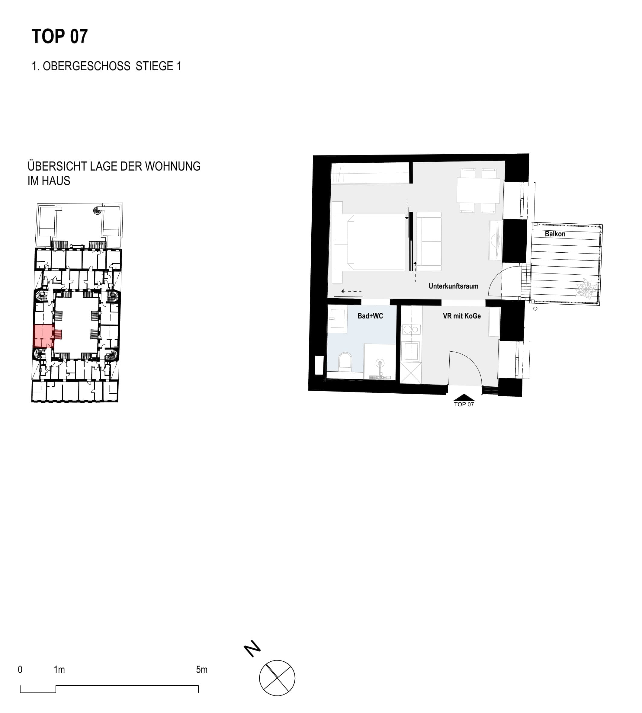 Grundriss Top 7 — Paulus 5 — 1 Zimmer — 28,9 m² — 1st floor